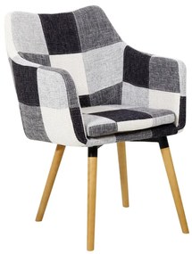 Fotoliu cu design Patchwork Alb-Negru / Fag, LANDOR