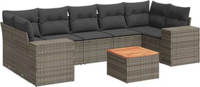 vidaXL Set canapele de grădină cu perne, 8 piese, gri, poliratan