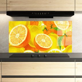 Panou Sticla Bucatarie, 60x150cm, Protectie aragaz, Antistropi, Termorezistent, Alimente, Fructe, Juicy Orange
