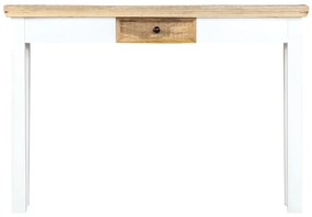 Masa consola, alb si maro, 110x35x75 cm, lemn masiv de mango