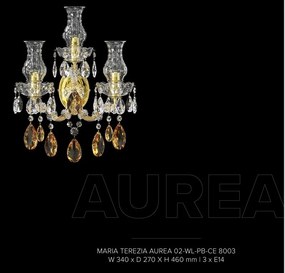 Aplica de perete Cristal Bohemia Exclusive 3 brate MARIA TEREZIA AUREA