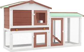 vidaXL Cușcă mare exterior pt. iepuri, maro și alb, 145x45x84 cm, lemn