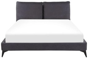 Pat matrimonial 160 cm MELIA (poliester) (gri închis) (cu somieră). 1023471