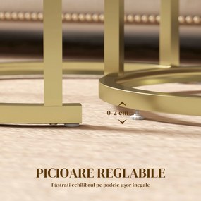 HOMCOM Set 2 Măsuțe de Cafea cu Blat cu Efect de Marmură din MDF și Oțel, Ø50x50.5 cm și 60x36x43.5 cm, Alb și Auriu | Aosom Romania