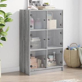vidaXL Dulapuri înalte cu uși, gri sonoma, 68x37x109cm, lemn prelucrat