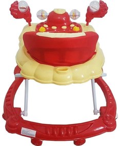 Premergator Reglabil in 3 Trepte NOVOKIDS™ Happy Duck , Ratusca, Pliabil, 8 Roti, Cu Melodii, Rosu