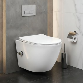 Vas WC suspendabil REA Carlo Lux Rimless cu funcție bideu