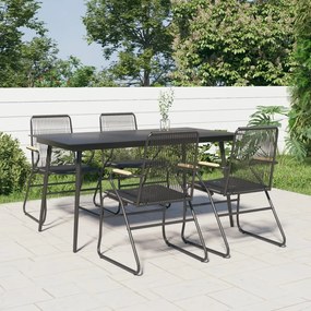 3060269 vidaXL Set mobilier de grădină, 5 piese, negru, ratan PVC