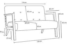 Canapea TUMI, 2 locuri, gri antracit