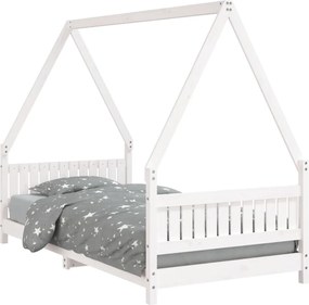 vidaXL Cadru de pat pentru copii, alb, 90x190 cm, lemn masiv de pin