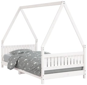 834508 vidaXL Cadru de pat pentru copii, alb, 90x190 cm, lemn masiv de pin