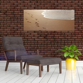 Tablou - urme în nisip și mare (120x50 cm)