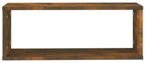 Rafturi de perete cub, 4 buc., stejar fumuriu 60x15x23 cm, lemn