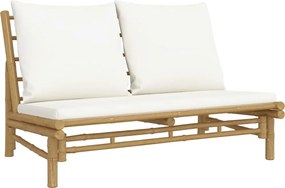 vidaXL Bancă de grădină cu perne alb crem, bambus