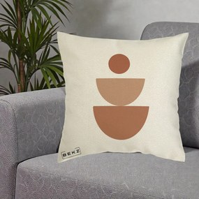 Perna Decorativa Geometric Boho Semicerc Stivuit, 40x40 cm, Ecru, Husa Detasabila, Perna Inclusa, BEKZ®