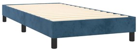 Pat box spring cu saltea, albastru inchis, 100x200 cm, catifea Albastru inchis, 100 x 200 cm, Cu blocuri patrate