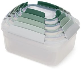 Set 5 cutii cu capac Joseph Joseph Nest 81127, 5 dimensiuni, Polipropilena, Verde/Alb