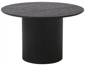 Masa dining rotunda cu blat aspect lemn si picior negru 120 cm Boavista