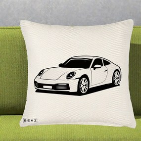 Perna Personalizata Porsche 911 Silueta, 40x40 cm, Crem Reliefat, Husa Detasabila, Perna Inclusa, BEKZ®