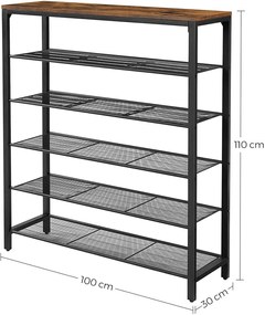 RAI17 - Rafturi 100 cm, pentru birou, living, hol, stil industrial - Maro