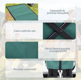 Outsunny Cărucior de Grădină cu Mâner Telescopic, Cărucior pentru Transport Obiecte până la 70 kg, 108x55 cm, Verde | Aosom Romania