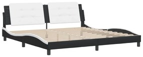3208210 vidaXL Cadru de pat cu tăblie negru și alb 200x200cm piele artificială