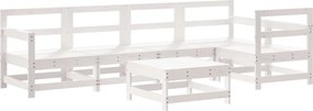 vidaXL Set mobilier de grădină, 6 piese, alb, lemn masiv pin