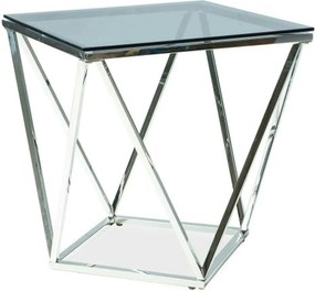 Măsuță cafea SILVER B, transparent/crom, sticlă securizată/metal, 50x5