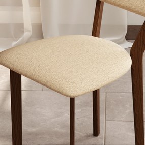 HOMCOM Set de 2 scaune de masă, scaune de bucătărie cu spătar, picioare din lemn, material textil aspect lin 49 x 56 x 85 cm bej | Aosom Romania