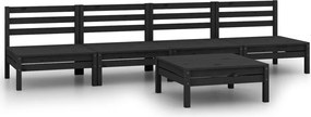 vidaXL Set mobilier de grădină, 5 piese, negru, lemn masiv de pin