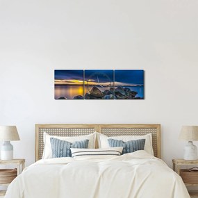 Tablou - Nori de furtună deasupra apei (cu ceas) (90x30 cm)