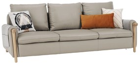 Canapea complet tapiţată 3 locuri, piele / piele ecologică gri deschis, LINSY