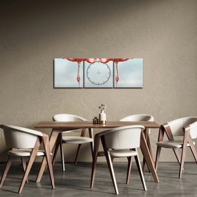 Tablou cu doi flamingo (cu ceas) (90x30 cm)