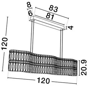 Lustra suspendata LED crom, cristale sticla NUVIA 120cm