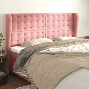 3118461 vidaXL Tăblie de pat cu aripioare, roz, 203x23x118/128 cm, catifea