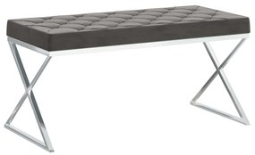 289054 vidaXL Bancă, gri, 97 cm, catifea și oțel inoxidabil