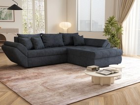 Colțar extensibil dumonde cu ladă de depozitare si sezut confortabil din spuma high-density, Loana Enjoy Antracit II 270x185 cm