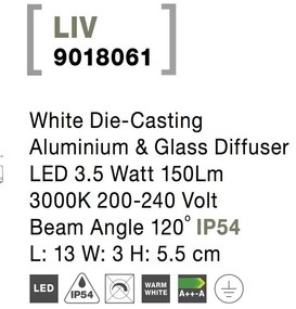 Mini Aplica LED ambientala pentru iluminat exterior IP54 LIV alba