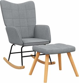 vidaXL Scaun balansoar cu taburet, gri deschis, textil