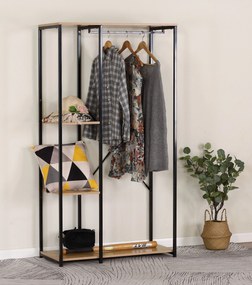 Suport haine cu 3 rafturi, UnicSpot, negru, 90x40.4x167 cm