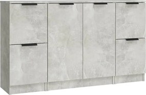 vidaXL Servante, 3 piese, gri beton, lemn prelucrat