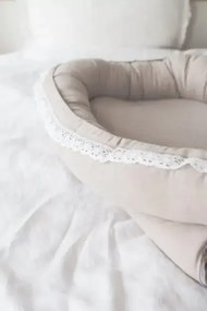 Suport de dormit Babynest Premium 100% in si dantela, Bej, by BabyLy, 80x50 cm