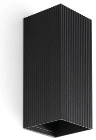Aplica perete aluminiu striat negru, 2xGU10, LUNE square