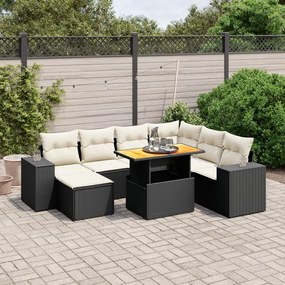 3275940 vidaXL Set mobilier de grădină cu perne, 8 piese, negru, poliratan