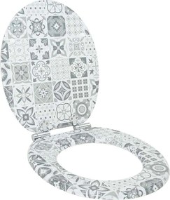 vidaXL Capac de toaletă cu închidere lentă Porțelan Alb și Albastru