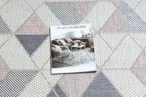 Covor, traversa SISAL SION Geometric, triunghiurile 3006 țesute plate ecru / roz