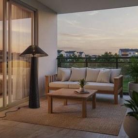 Lampa de podea din ratan sintetic pentru exterior Plom negru