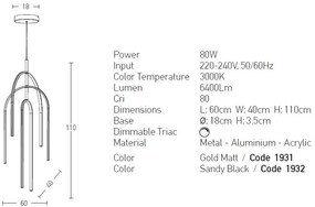 Lustra LED design modern Lora auriu