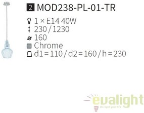 Pendul modern din sticla Eustoma, transparent MYMOD238-PL-01-TR