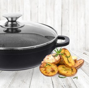 Oală din aluminiu neaderent cu capac din sticlă Orion Grande, ⌀ 24 cm